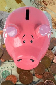 piggy bank savings - top view