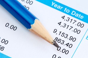 Pencil on the statement of payroll details